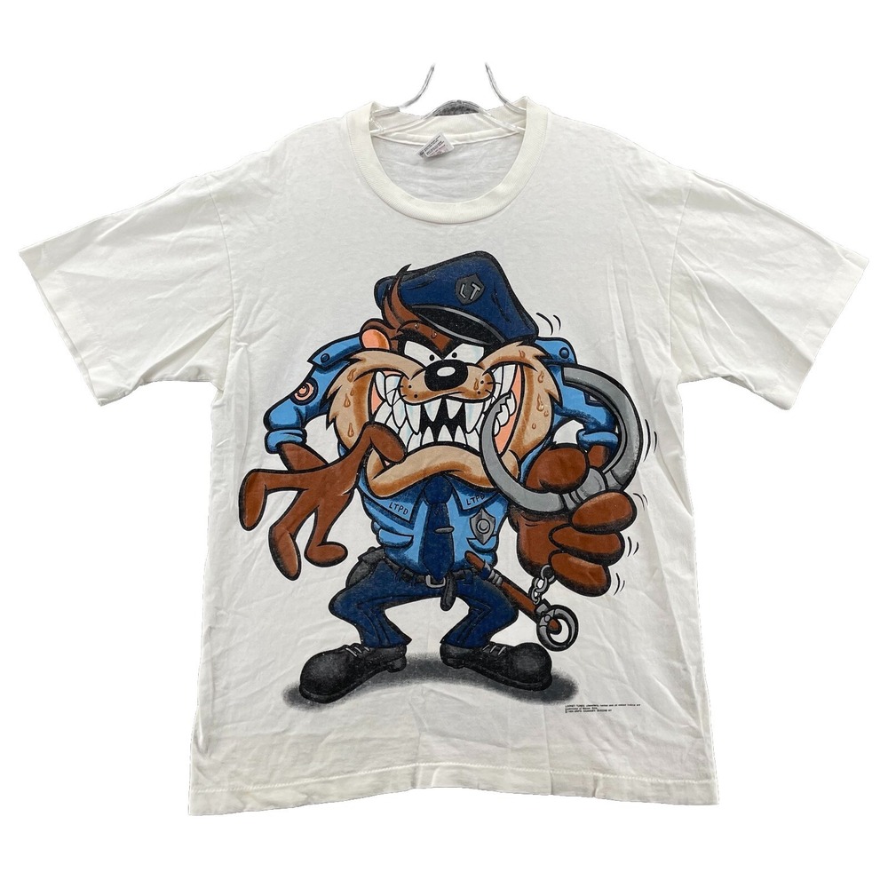 Vintage 1994 Looney Tunes T-Shirt Mens Medium Taz Policeman Single Stitch USA